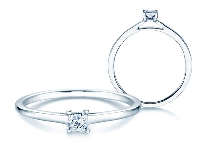 Verlobungsring Princess in 14K Weißgold mit Diamant 0,25ct G/SI