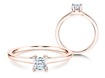 Verlobungsring Princess in 14K Roségold mit Diamant 0,50ct G/SI