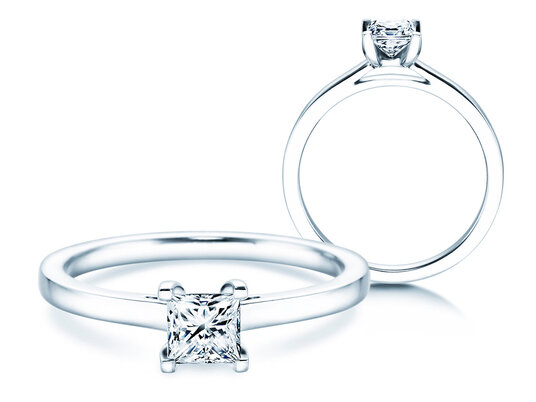 Verlobungsring Princess in 14K Weißgold mit Diamant 0,50ct G/SI