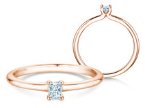 Verlobungsring Radiant Clean in 9K Roségold mit Diamant 0,08ct G/SI
