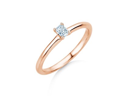 Verlobungsring Radiant Clean in 9K Roségold mit Diamant 0,08ct G/SI