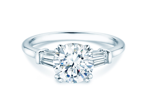 Verlobungsring Brilliant Tapered Baguette  in 14K Weißgold mit Diamanten 0,41ct G/SI