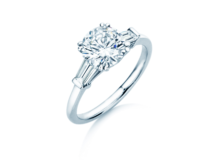 Verlobungsring Brilliant Tapered Baguette  in 14K Weißgold mit Diamanten 0,41ct G/SI