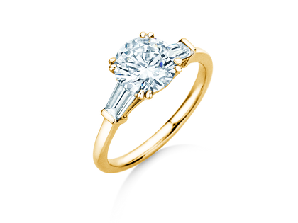 Verlobungsring Brilliant Tapered Baguette  in 9K Gelbgold mit Labordiamanten 0,41ct E/VS