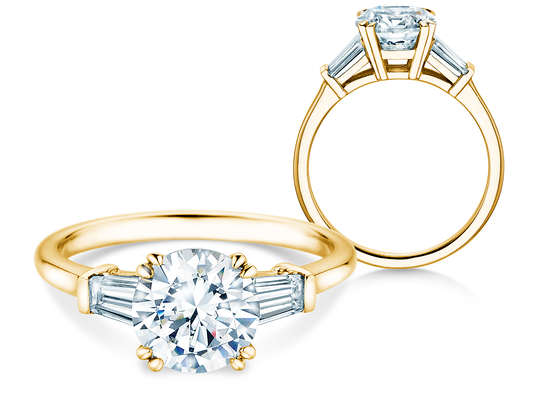 Verlobungsring Brilliant Tapered Baguette  in 9K Gelbgold mit Labordiamanten 0,41ct E/VS