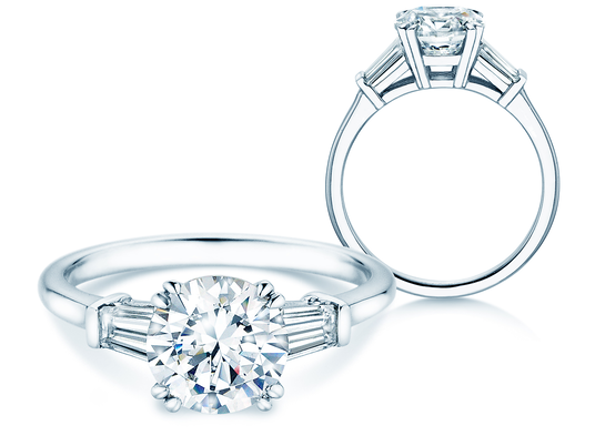 Verlobungsring Brilliant Tapered Baguette  in 14K Weißgold mit Diamanten 0,41ct G/SI