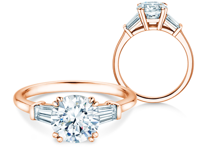 Verlobungsring Brilliant Tapered Baguette  in 14K Roségold mit Diamanten 0,41ct G/SI
