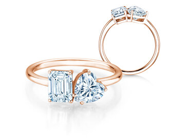 Verlobungsring Toi et Moi Emerald & Heart  Labordiamant