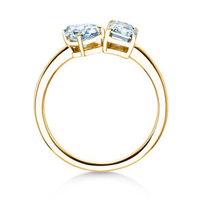 Verlobungsring Toi et Moi Pear & Emerald in 9K Gelbgold mit Labordiamanten 0,30ct E/VS
