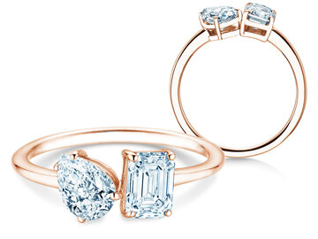 Verlobungsring Toi et Moi Pear & Emerald Labordiamant