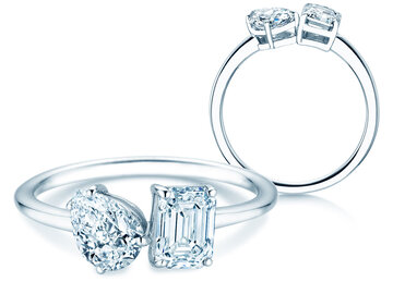 Verlobungsring Toi et Moi Pear & Emerald