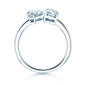 Verlobungsring Toi et Moi Pear & Emerald in 14K Weißgold mit Diamanten 0,30ct G/VS