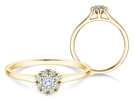Verlobungsring Bloom in 14K Gelbgold mit Diamanten 0,22ct G/SI