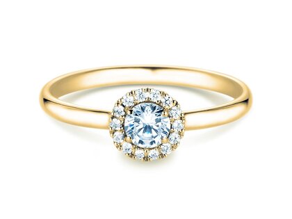Verlobungsring Flower in 18K Gelbgold mit Diamanten 0,33ct G/SI