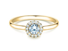 Verlobungsring Flower in 18K Gelbgold mit Diamanten 0,33ct G/SI