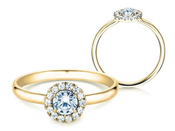 Verlobungsring Flower in 14K Gelbgold mit Diamanten 0,49ct G/SI
