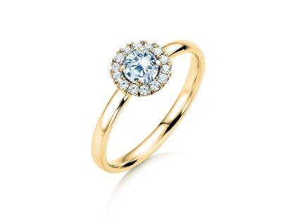 Verlobungsring Flower in 14K Gelbgold mit Diamanten 0,49ct G/SI