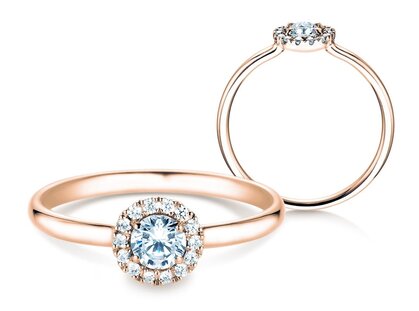 Verlobungsring Flower in 14K Roségold mit Diamanten 0,33ct G/SI