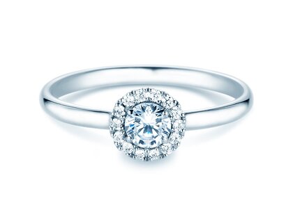 Verlobungsring Flower in 14K Weißgold mit Diamanten 0,33ct G/SI