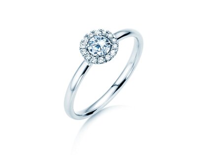 Verlobungsring Flower in 14K Weißgold mit Diamanten 0,33ct G/SI