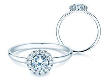 Verlobungsring Flower in 9K Weißgold mit Diamanten 0,87ct G/SI