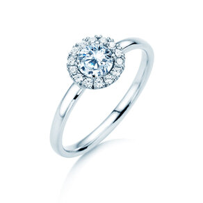 Verlobungsring Flower in 18K Weißgold mit Diamanten 0,77ct G/SI