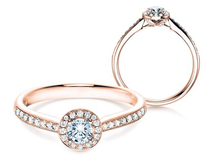 Verlobungsring Halo Petite in 18K Roségold mit Diamanten 0,50ct G/SI