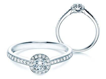Verlobungsring Halo Petite in 18K Weißgold mit Diamanten 0,50ct G/SI