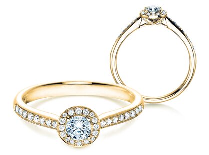 Verlobungsring Halo Petite in Gelbgold