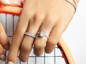 Verlobungsring Radiant Halo Pavé in 14K Weißgold mit Diamanten 2,02ct G/SI