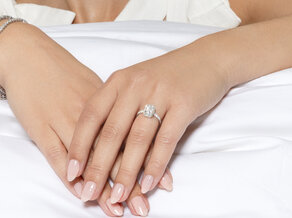 Verlobungsring Radiant Halo Pavé in 14K Weißgold mit Diamanten 2,02ct G/SI