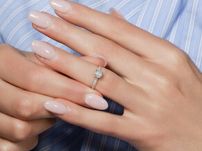 Verlobungsring Radiant Halo Pavé in 9K Gelbgold mit Diamanten 0,58ct G/SI