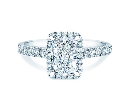 Verlobungsring Radiant Halo Pavé in 14K Weißgold mit Diamanten 2,02ct G/SI