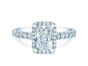Verlobungsring Radiant Halo Pavé in 14K Weißgold mit Diamanten 2,02ct G/SI