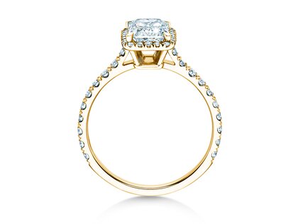 Verlobungsring Radiant Halo Pavé in 14K Gelbgold mit Diamanten 2,02ct G/SI