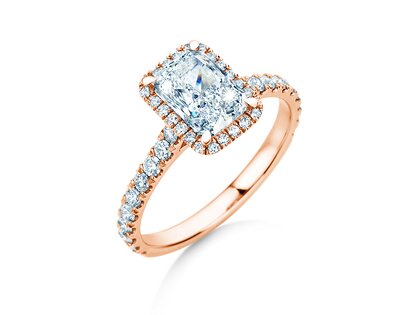 Verlobungsring Radiant Halo Pavé in Roségold