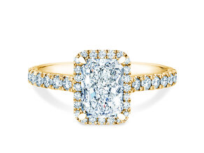 Verlobungsring Radiant Halo Pavé in 14K Gelbgold mit Diamanten 2,02ct G/SI