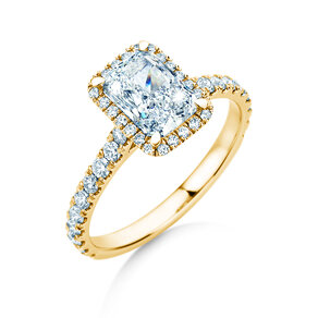Verlobungsring Radiant Halo Pavé in 14K Gelbgold mit Diamanten 2,02ct G/SI