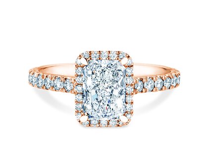 Verlobungsring Radiant Halo Pavé in Roségold
