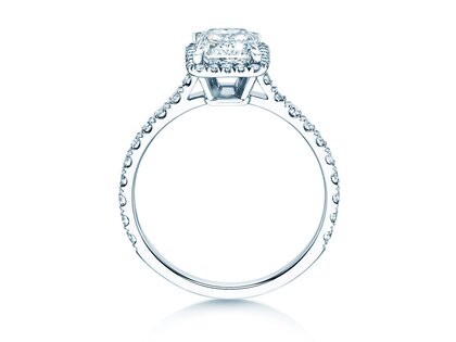 Verlobungsring Radiant Halo Pavé in 14K Weißgold mit Diamanten 2,02ct G/SI