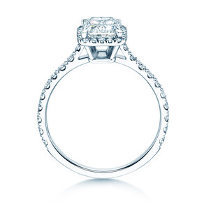 Verlobungsring Radiant Halo Pavé in 14K Weißgold mit Diamanten 2,02ct G/SI