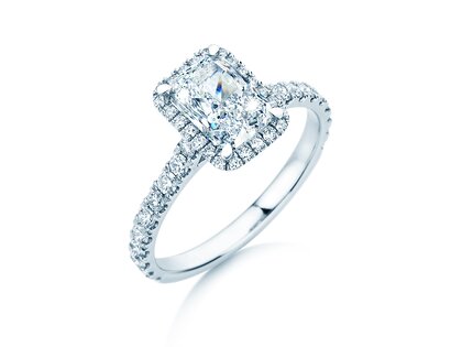 Verlobungsring Radiant Halo Pavé in 14K Weißgold mit Diamanten 2,02ct G/SI