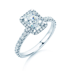 Verlobungsring Radiant Halo Pavé in 14K Weißgold mit Diamanten 2,02ct G/SI