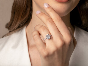 Verlobungsring Radiant Halo Pavé in 14K Weißgold mit Diamanten 2,02ct G/SI