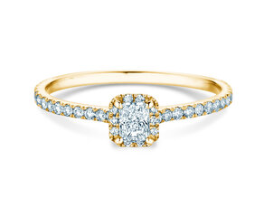 Verlobungsring Radiant Halo Pavé in 9K Gelbgold mit Labordiamanten 0,58ct E/VS