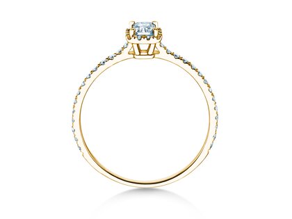 Verlobungsring Radiant Halo Pavé in 9K Gelbgold mit Labordiamanten 0,58ct E/VS