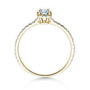Verlobungsring Radiant Halo Pavé in 9K Gelbgold mit Labordiamanten 0,58ct E/VS