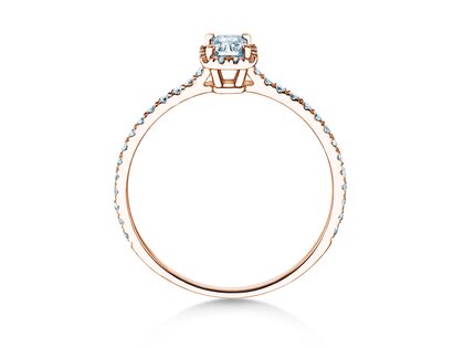 Verlobungsring Radiant Halo Pavé in 14K Roségold mit Labordiamanten 0,58ct E/VS