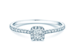 Verlobungsring Radiant Halo Pavé in 9K Weißgold mit Labordiamanten 0,58ct E/VS