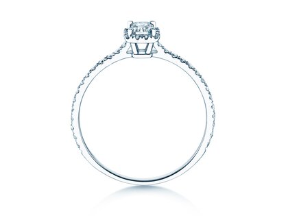 Verlobungsring Radiant Halo Pavé in 9K Weißgold mit Labordiamanten 0,58ct E/VS
